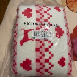Victoria's Secret Red and White Patterned Throw